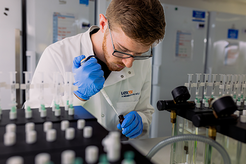 Scientist coducting a hair drug test